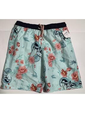 BATMAN Swim Trunks Board Shorts Floral Hawaiian Mesh Lined Size S NEW NWT